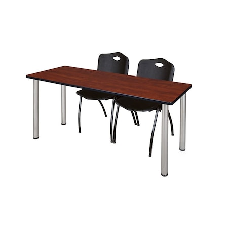 Kee Rectangle Tables > Training Tables > Kee Table & Chair Sets, 72 W, 24 L, 29 H, Cherry MT7224CHBPCM47BK